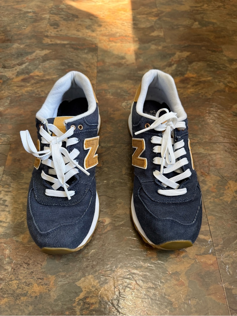 New Balance Navy and Tan Lace-Up Men's Sneakers